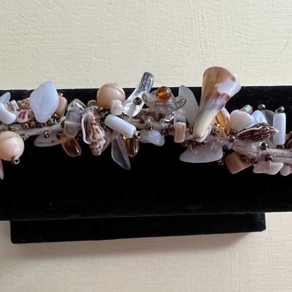 Shells & Beads 6 in Bracelet Handmade Button & Loop Closure Cotton - Picture 6 of 12